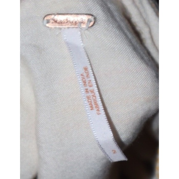 Free People Romper Women 2 Beige Cream BOHO Hot Chip‎ 2" One Shoulder Bohemian - Picture 12 of 12